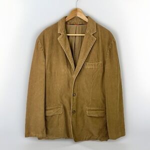 Vintage J.Crew Y2K Sport Coat Camel Brown Corduroy Blazer Mens L Preppy Academia
